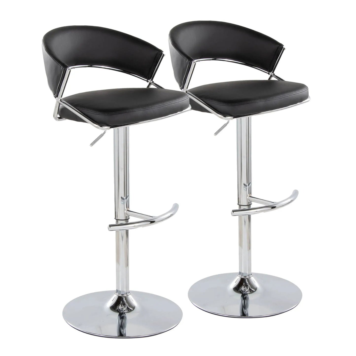 Jie adjustable barstools set of 2 with swivel, black leather seats, chrome bases on Tampa Home & Garden Store