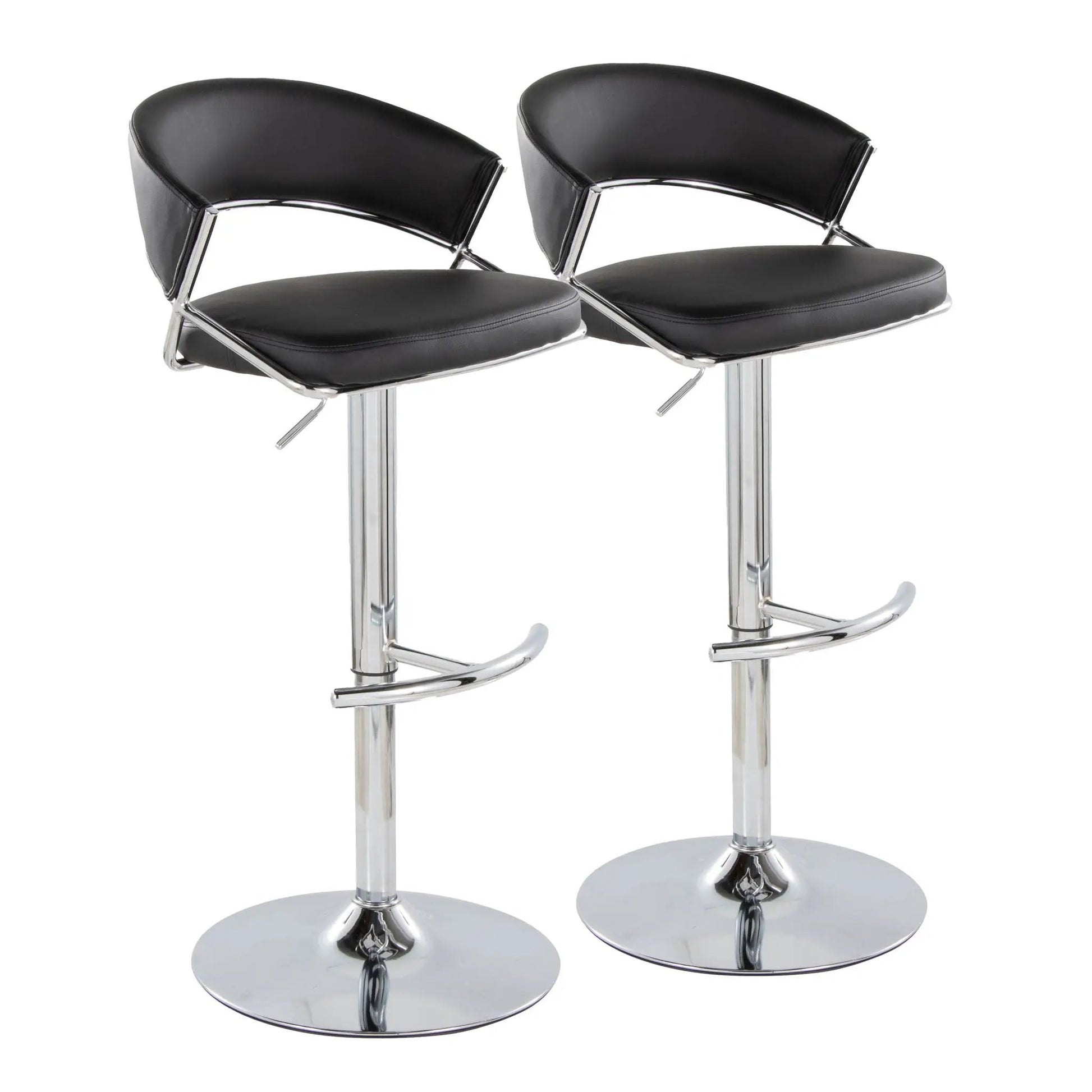Jie adjustable barstools set of 2 with swivel, black leather seats, chrome bases on Tampa Home & Garden Store