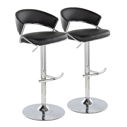 Jie adjustable barstools set of 2 with swivel, black leather seats, chrome bases on Tampa Home & Garden Store