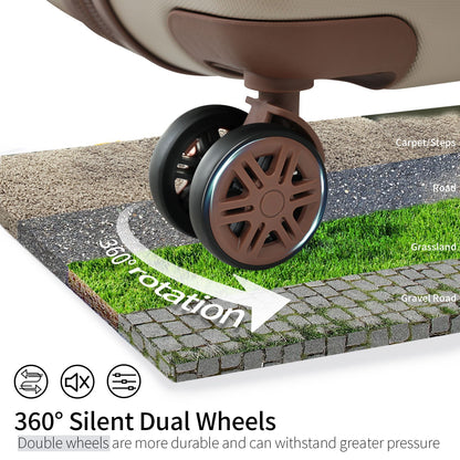 4-piece hard-shell luggage set by HouseOfZazla with brown 360° silent dual wheels on Tampa Home & Garden Store
