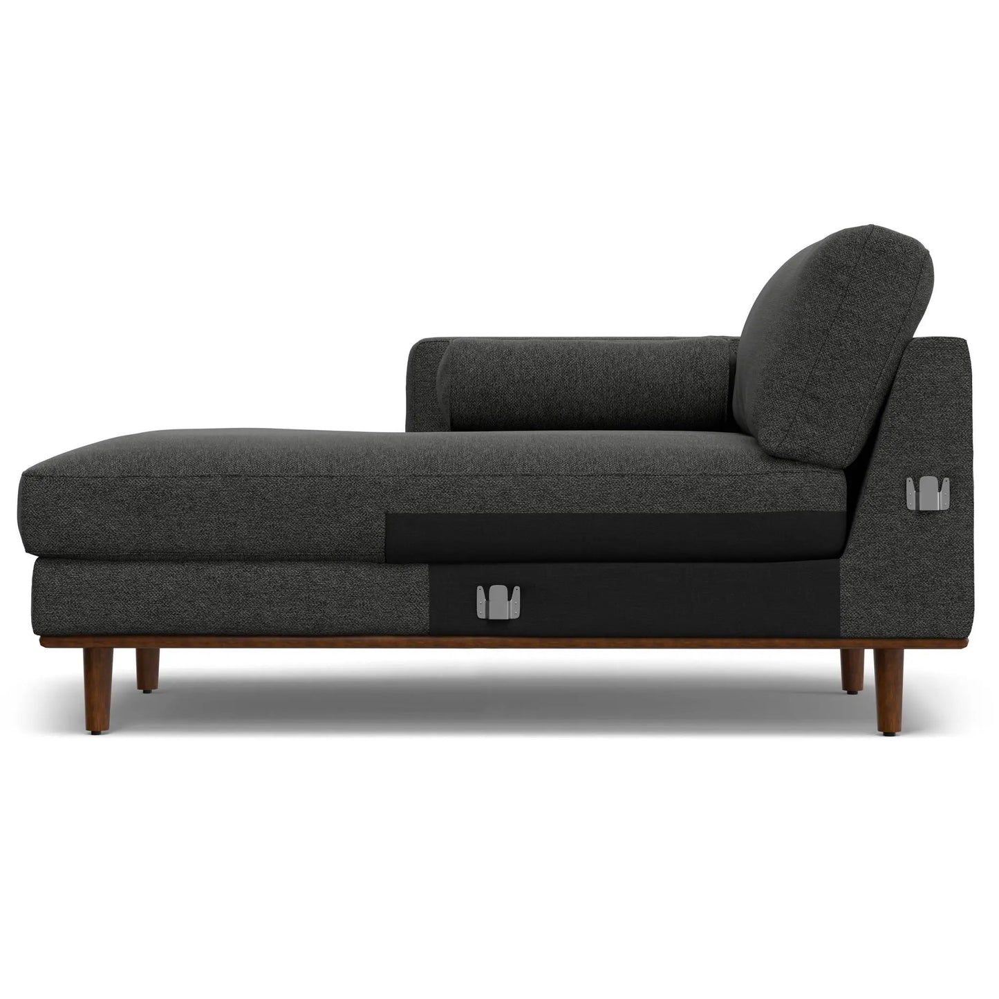 Morrison Upholstered Sectional Sofa in dark gray fabric with wooden legs on Tampa Home & Garden Store