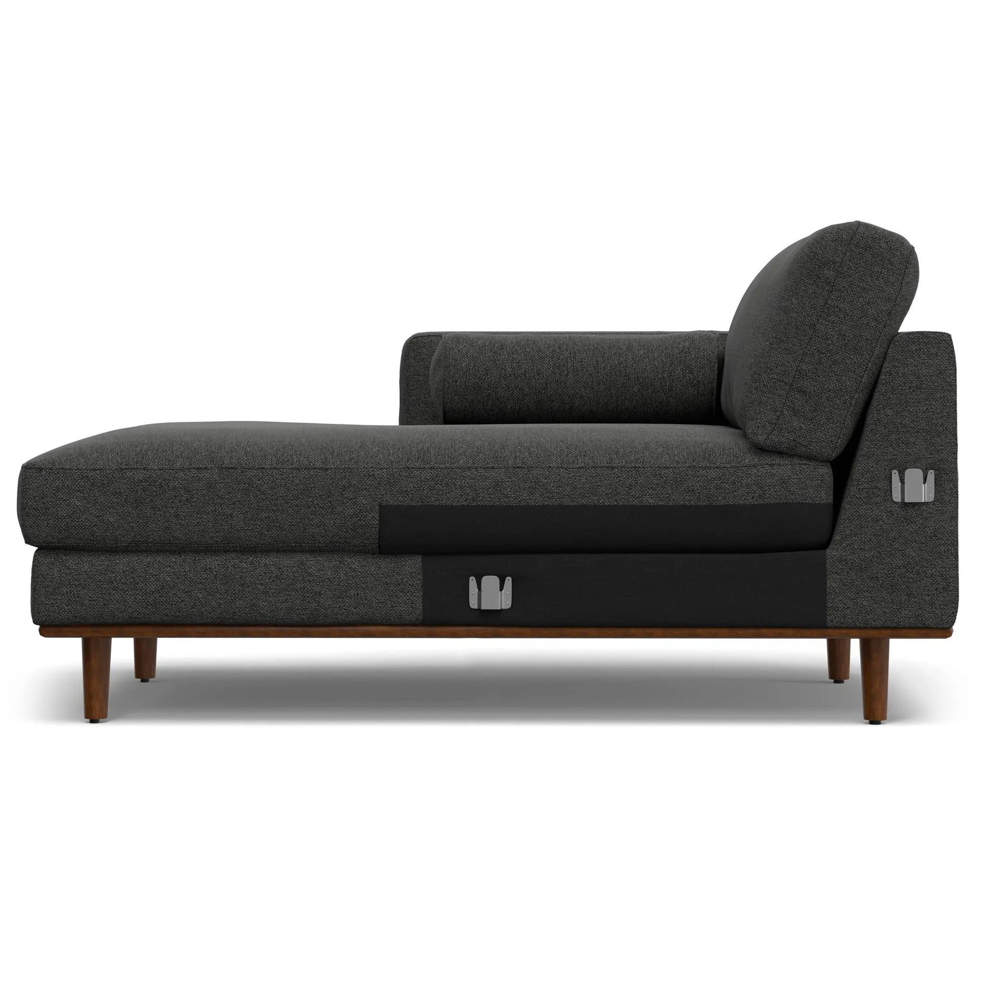 Morrison Upholstered Sectional Sofa in dark gray fabric with wooden legs on Tampa Home & Garden Store