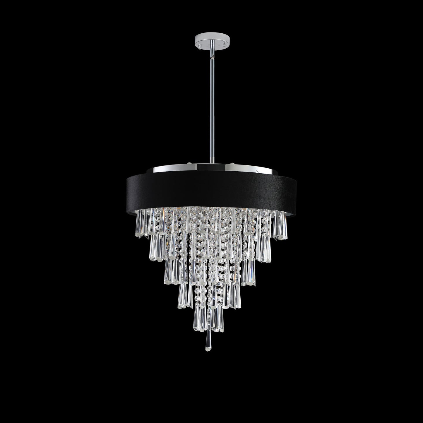 18-inch modern crystal chandelier with black velvet shade, chrome stem, HouseOfZazla on Tampa Home & Garden Store