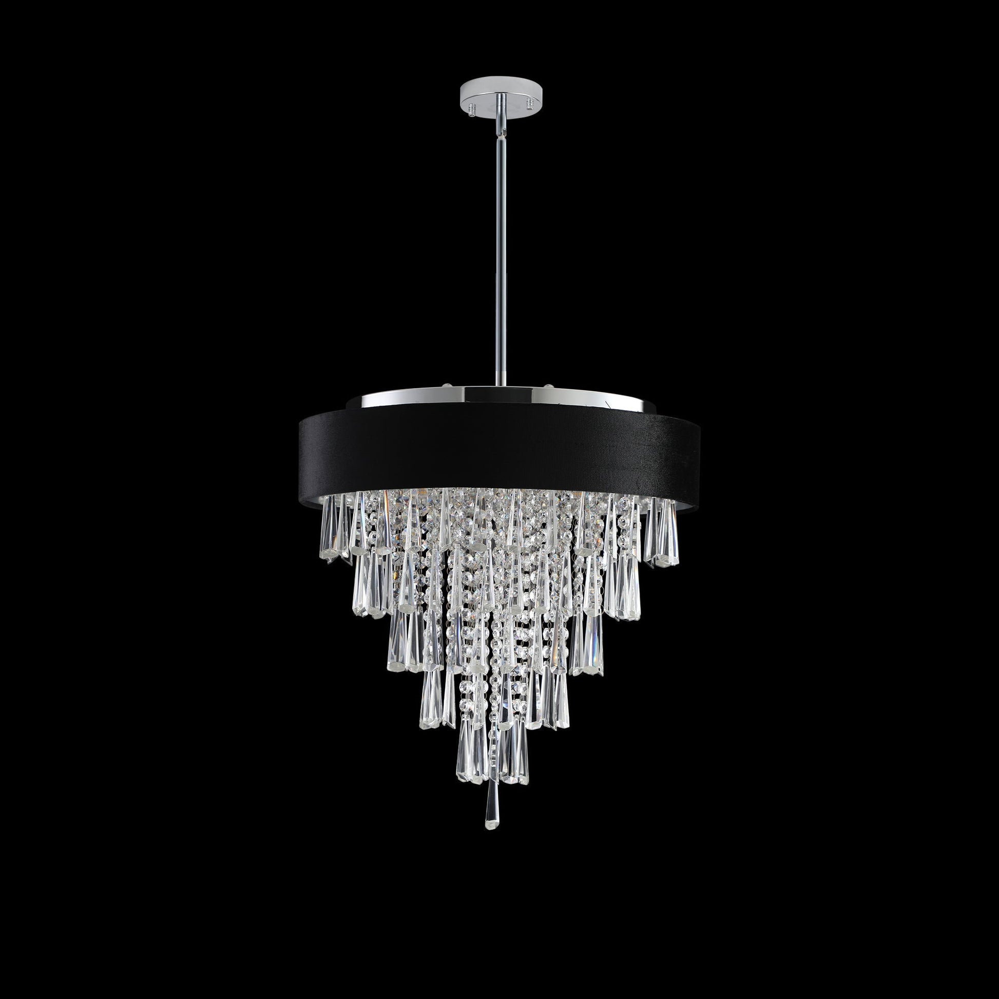 18-inch modern crystal chandelier with black velvet shade, chrome stem, HouseOfZazla on Tampa Home & Garden Store