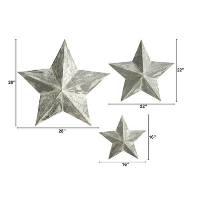 16”, 22” and 28” Farmhouse Stars Wall Decoration (Set of 3) - Tampa Home & Garden Store