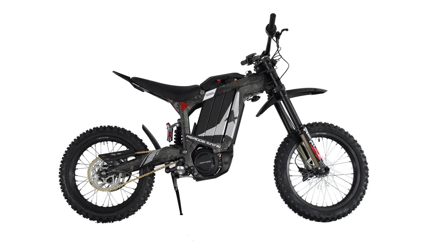 R1-17 E-Dirt Bike by EUNORAU E-BIKE US with carbon fiber frame and knobby tires on Tampa Home & Garden Store