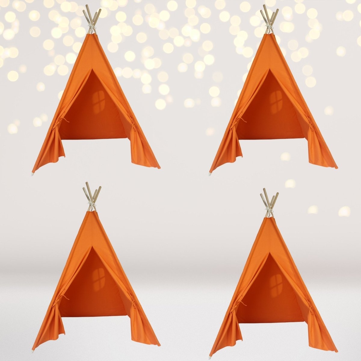 4-pack orange kids teepee tents with lights for pretend play on Tampa Home & Garden Store