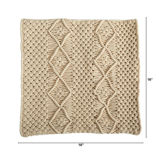 16” BOHO Woven Macrame Decorative Pillow Cover - Tampa Home & Garden Store
