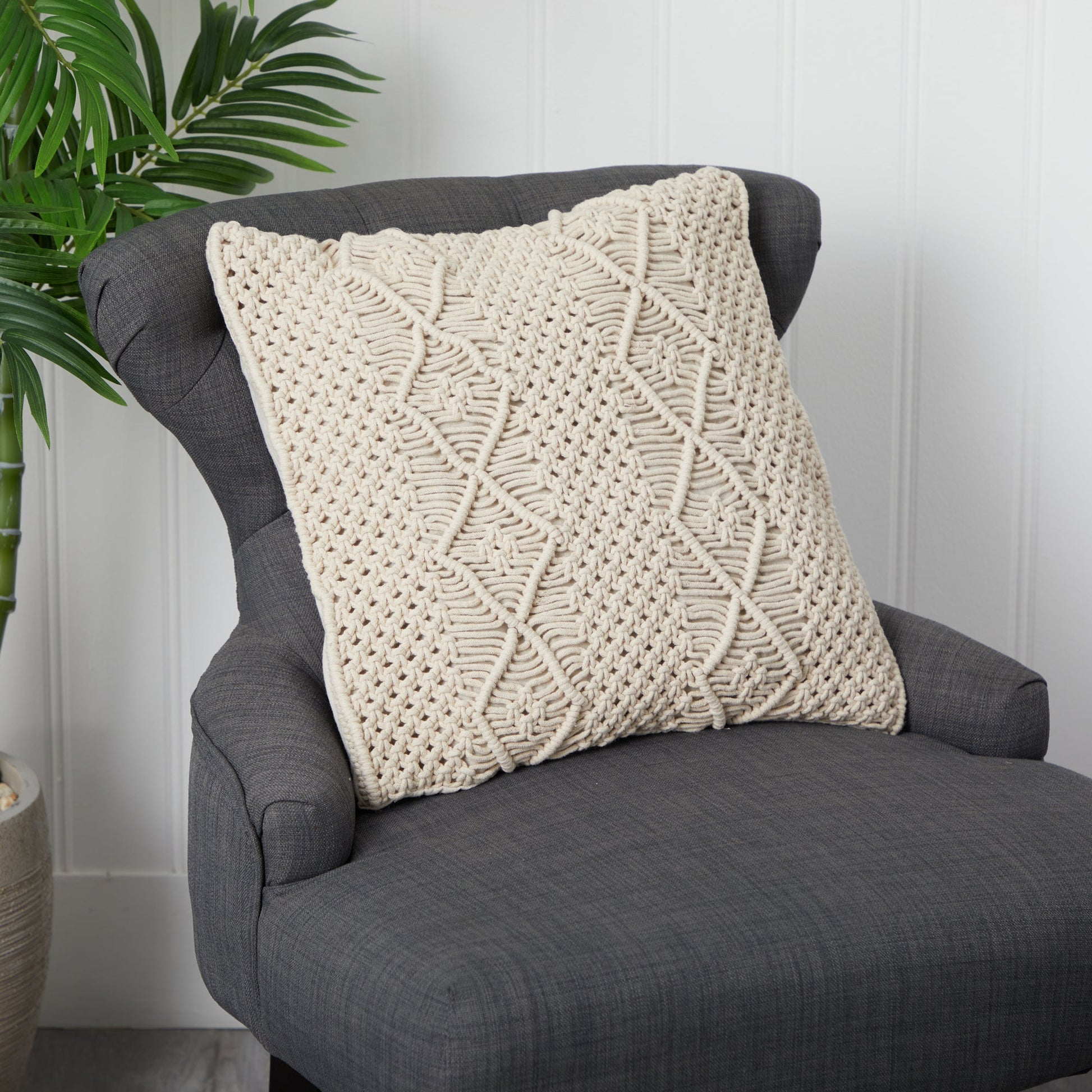 16” BOHO Woven Macrame Decorative Pillow Cover - Tampa Home & Garden Store