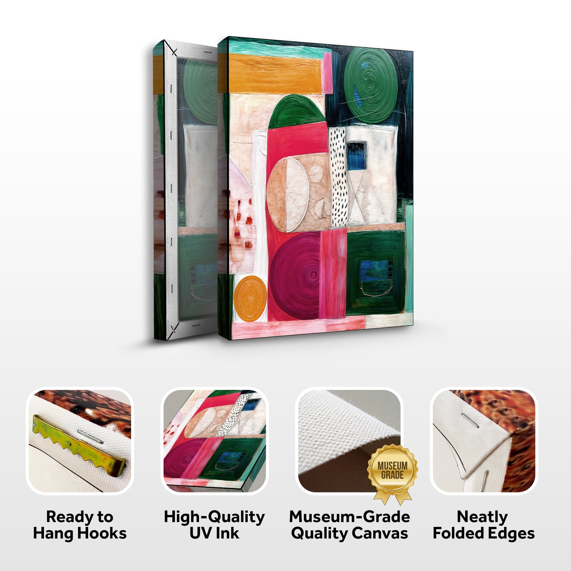 Modern Geometric Patterns Wall Art canvas by Tailored Canvases in bold orange and pink blocks on Tampa Home & Garden Store