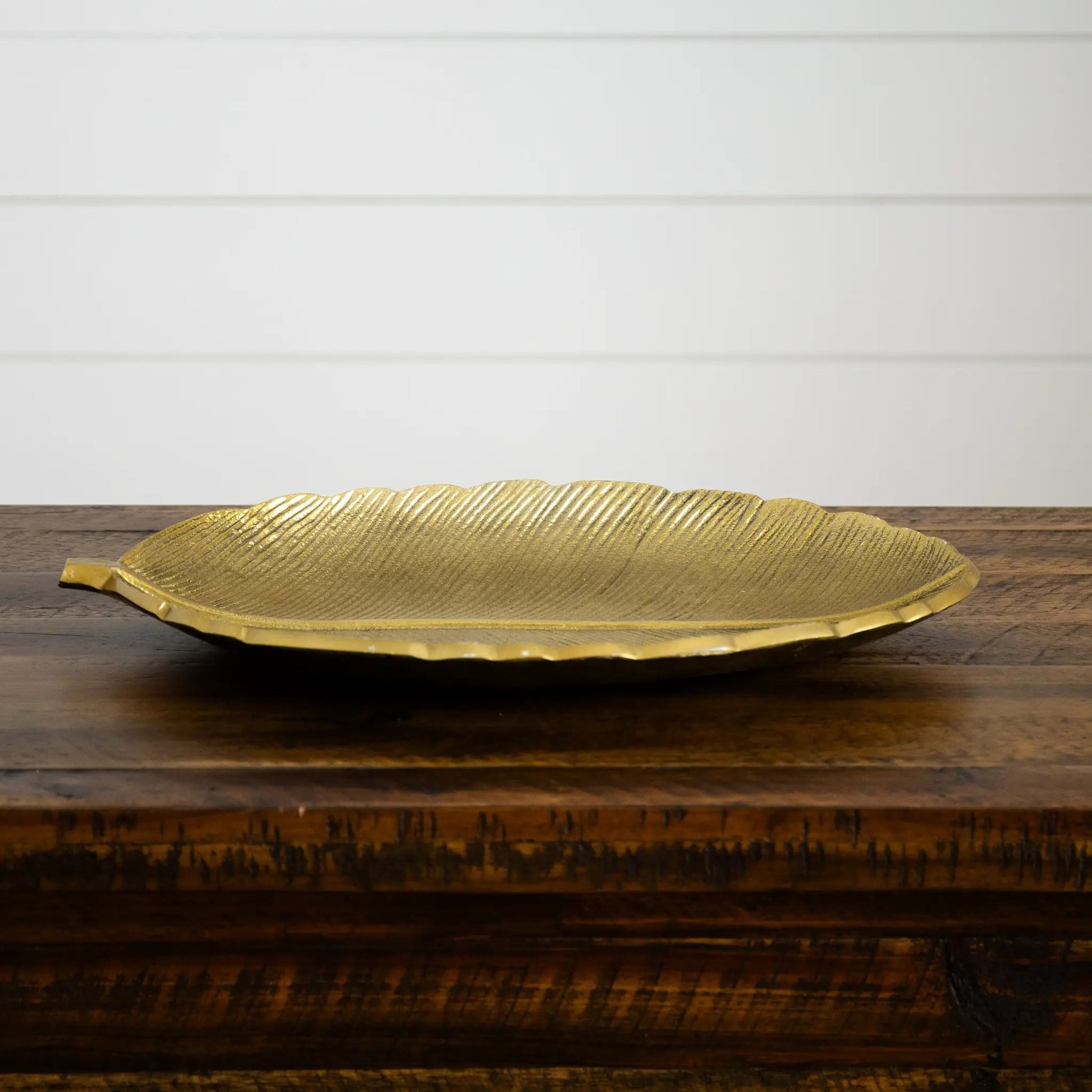 16” Gold Leaf Tray Decorative Accent - Tampa Home & Garden Store