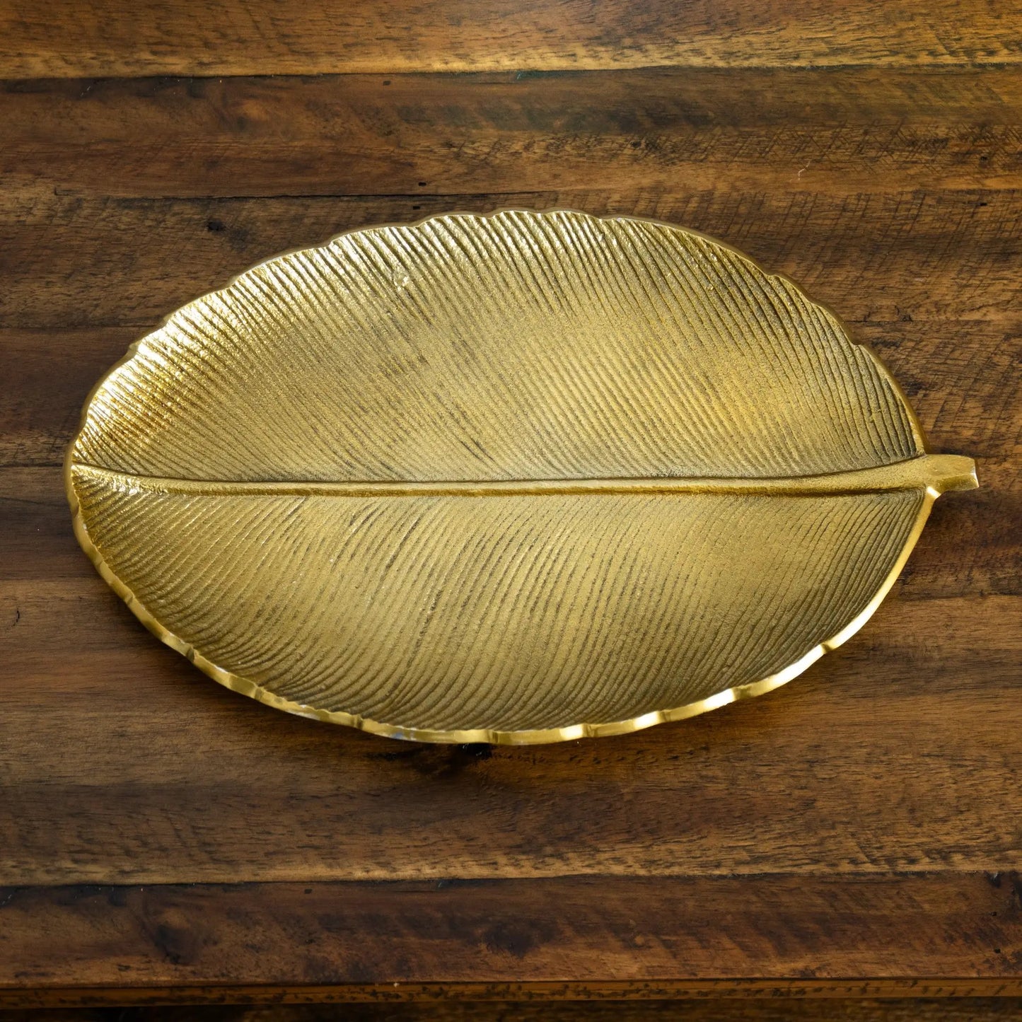 16” Gold Leaf Tray Decorative Accent - Tampa Home & Garden Store
