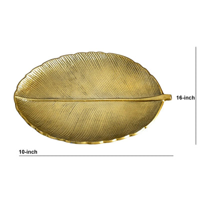 16” Gold Leaf Tray Decorative Accent - Tampa Home & Garden Store