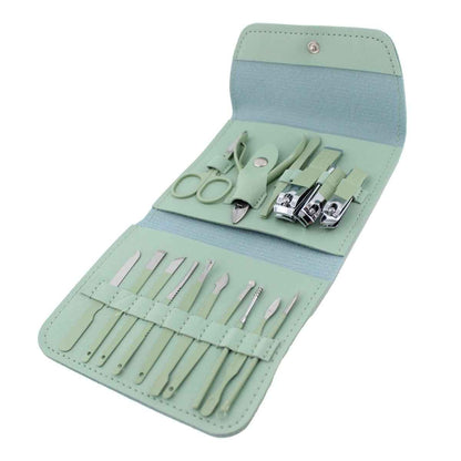 16 Piece Manicure Pedicure Set carbon steel travel kit in mint green case Shaketea on Tampa Home & Garden Store