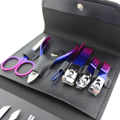 Nail clipper set Shaketea carbon steel 16-piece in a black case with purple scissors and clippers on Tampa Home & Garden Store