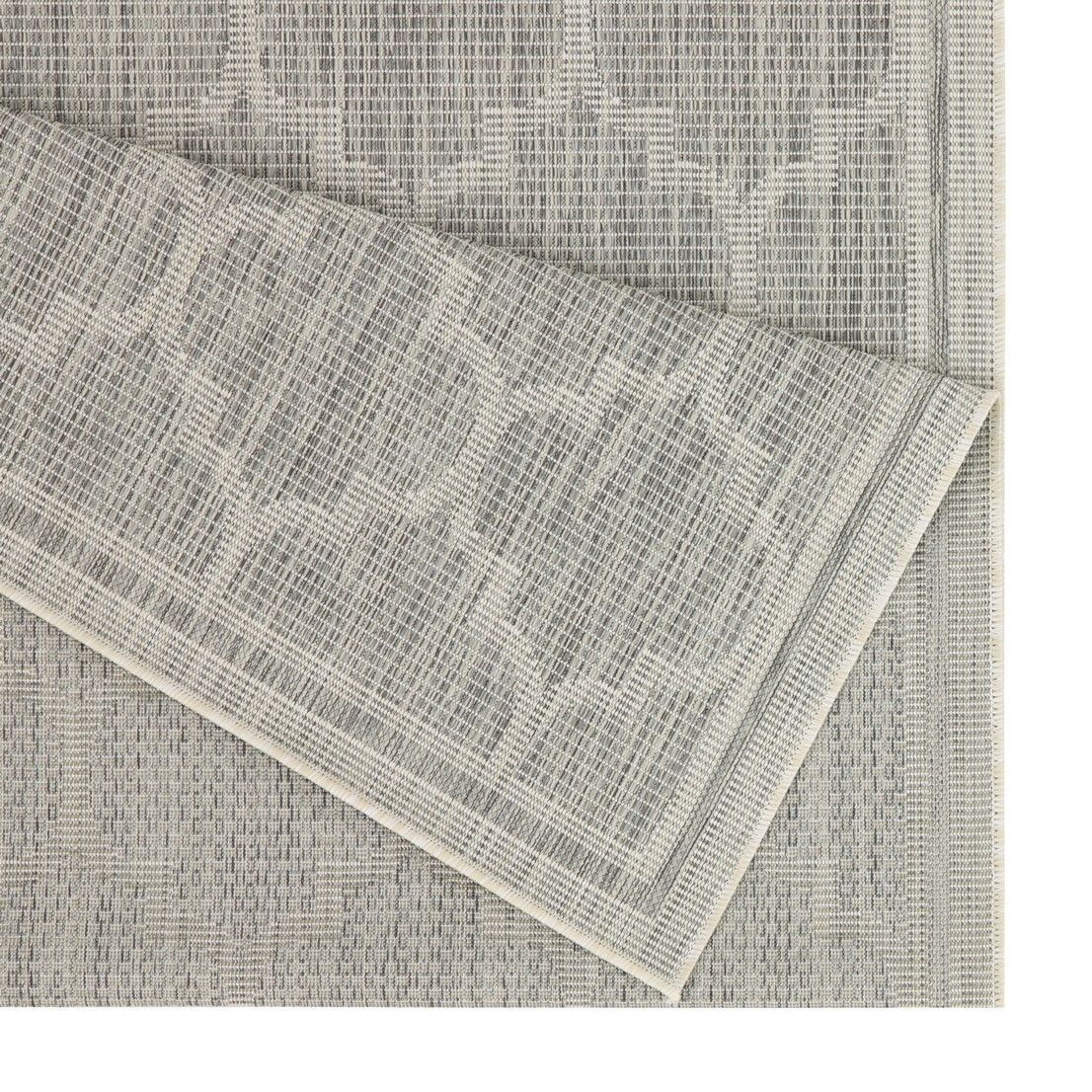 Silver Indoor and Outdoor Area Rug With Trellis