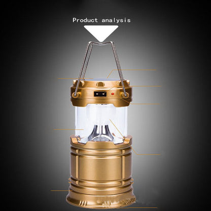 gold solar charging telescopic camping lantern for outdoor camping tent lamp My Store on Tampa Home & Garden Store