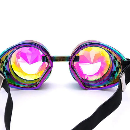 Steampunk goggles with iridescent rainbow lenses and frame, black strap by FLIPSTYLEZLLC on Tampa Home & Garden Store