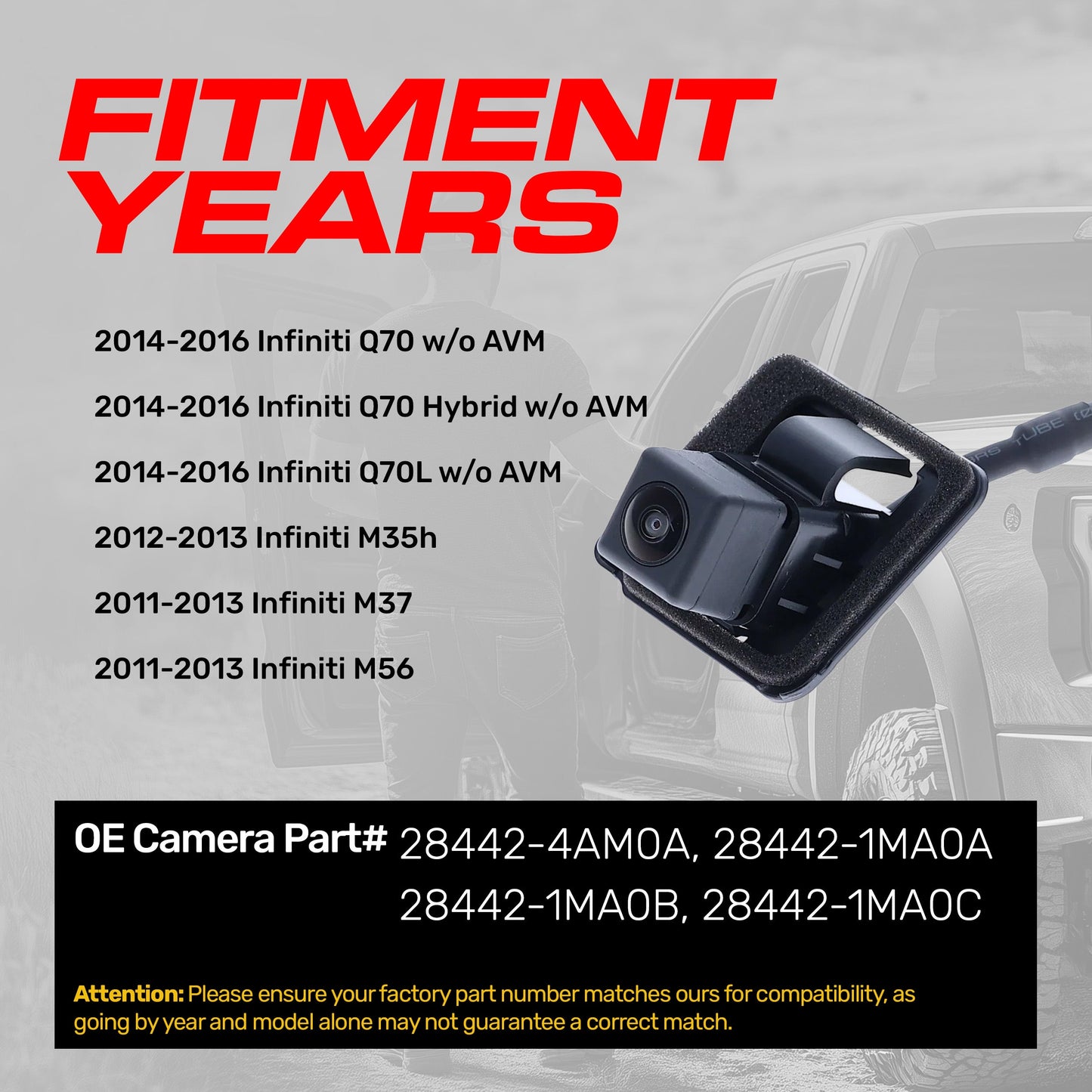 Master Tailgaters Infiniti OE backup camera for Q70 series with 28442-1MA0A/B/C and 28442-4AM0A on Tampa Home & Garden Store