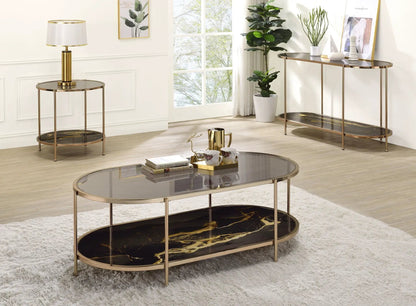 Fiorella Marble Glass Table with Metal Frame