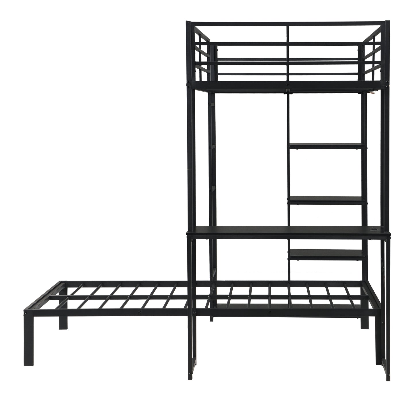 Metal Loft Bed Frame With Desk And Storage