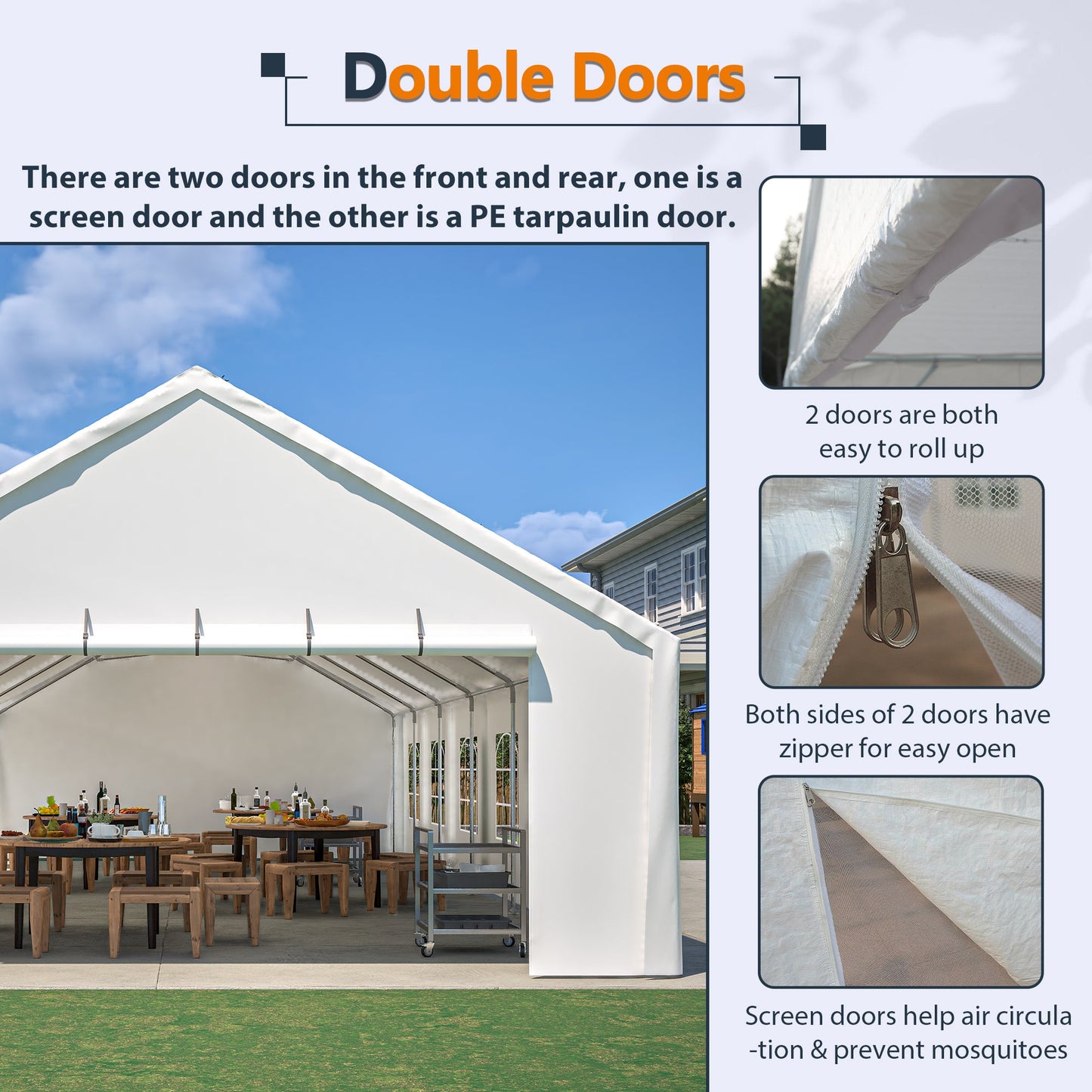 20x40FT duty party tent with removable sidewalls HouseOfZazla, white canopy over dining setup on Tampa Home & Garden Store