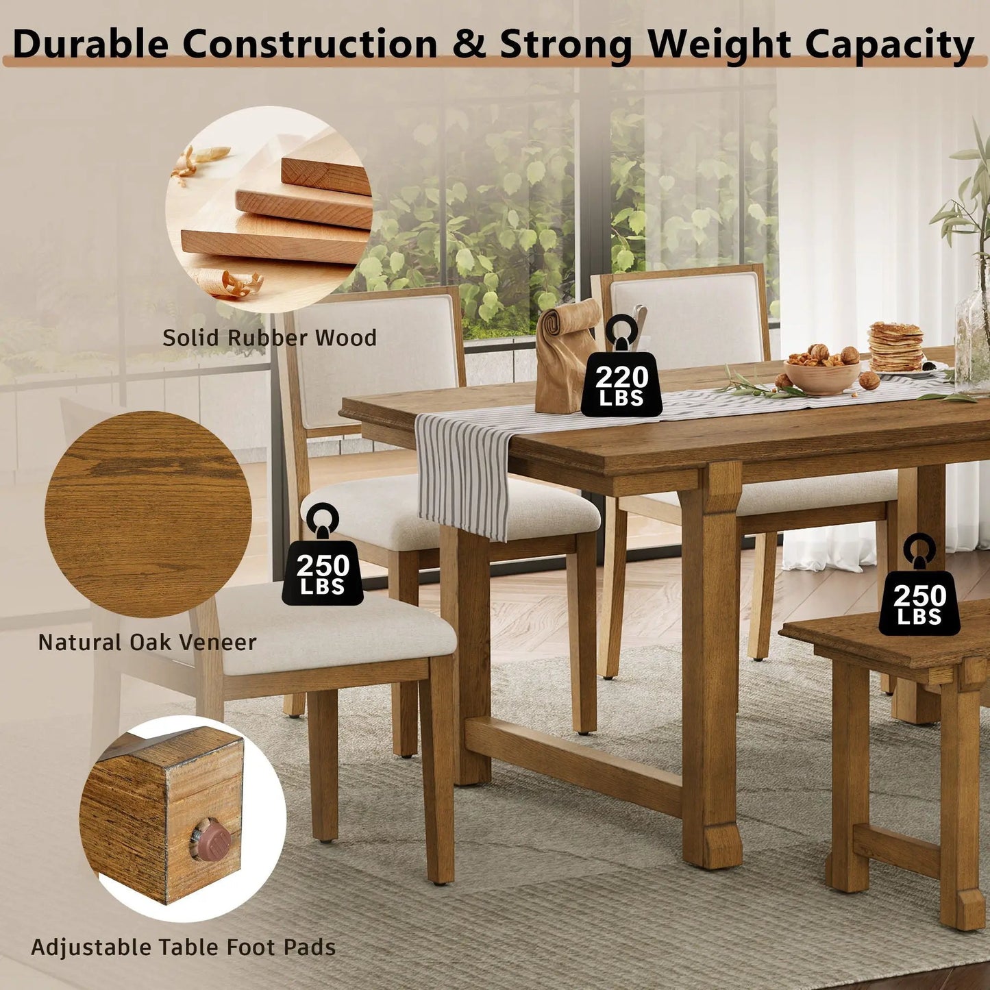 Six Piece Kitchen and Dining Room Furniture Set