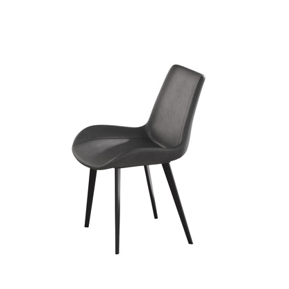 Modern dining chair set of 2 with black faux leather seat and metal legs HouseOfZazla on Tampa Home & Garden Store
