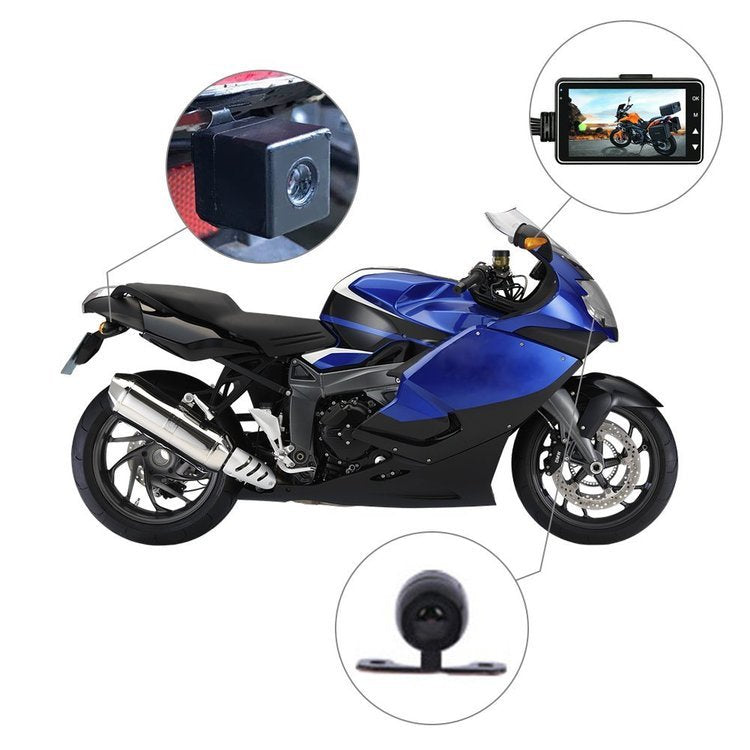 Motorcycle Dash Cam by Sell My Stuff, compact black camera mounted on blue sportbike on Tampa Home & Garden Store