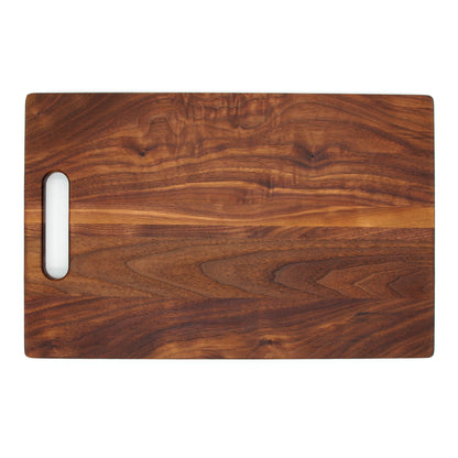 Single Handle Cutting Board by Refine Kitchenware in warm wood with cutout handle on Tampa Home & Garden Store