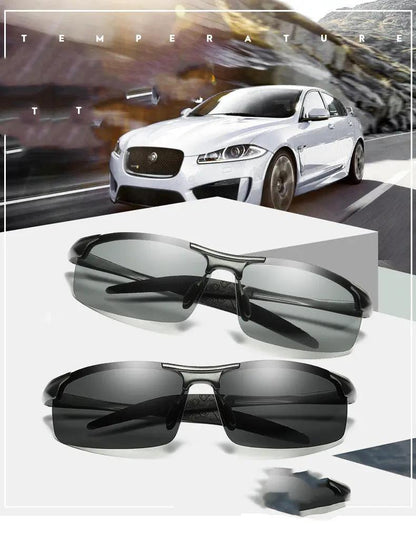 Automatic Color Changing Polarized Glasses, two black sporty wraparound sunglasses FLIPSTYLEZLLC on Tampa Home & Garden Store