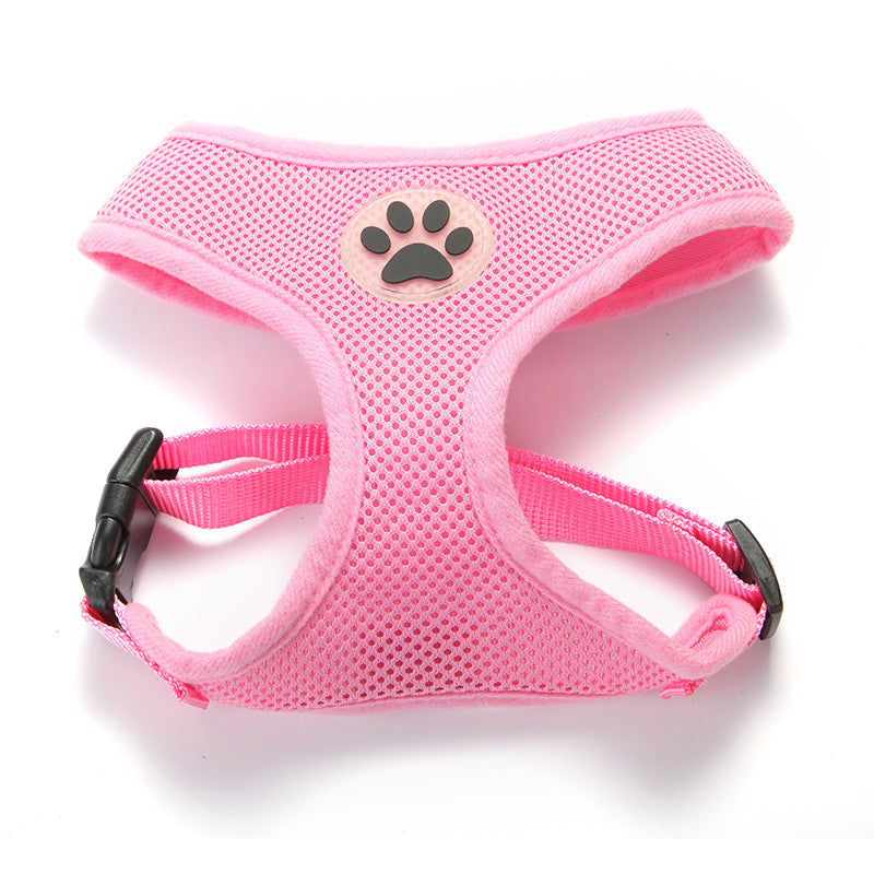 Breathable pink mesh pet chest harness with paw badge, adjustable straps Pet Zen on Tampa Home & Garden Store