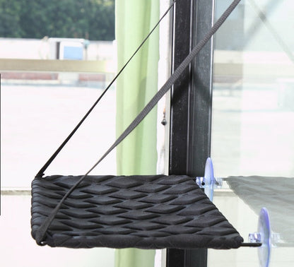 Cat hammock perch in black woven fabric with straps Sell My Stuff indoor cat bed on Tampa Home & Garden Store