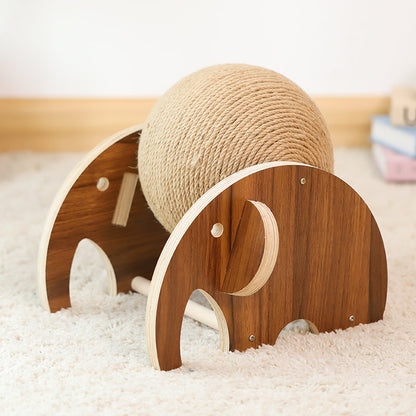 Wooden cat climbing frame with curved panel arches and a rope-wrapped ball on Tampa Home & Garden Store