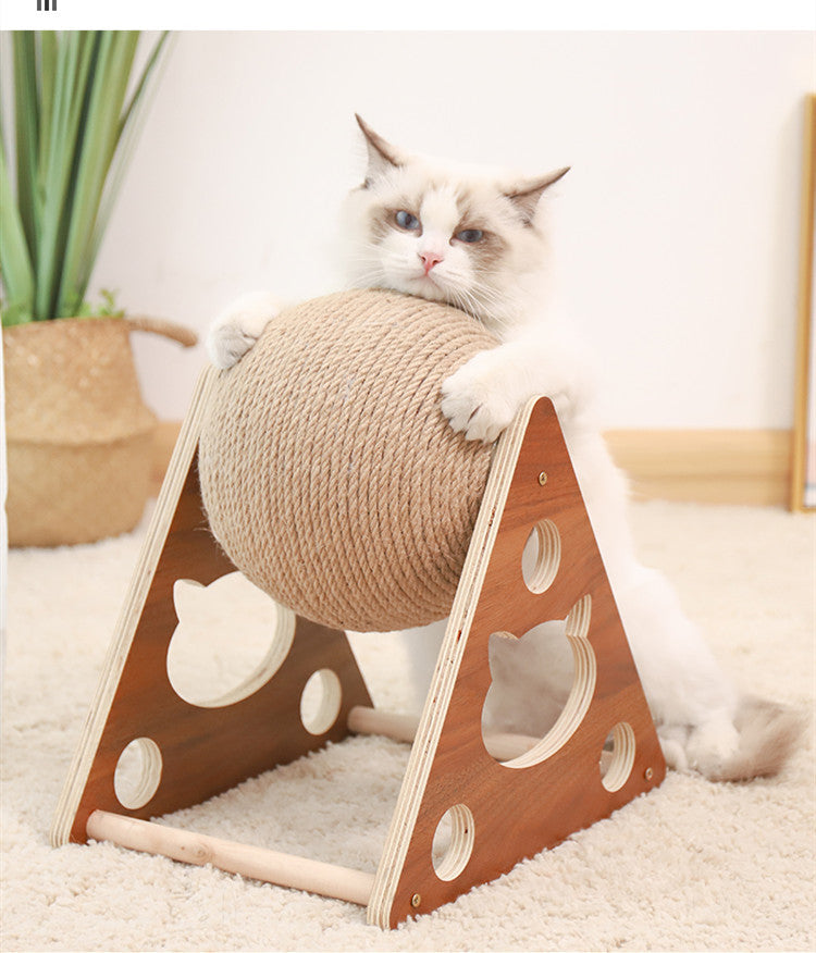 Cat climbing frame with a sisal-wrapped ball on a wooden A-frame cat tree, Sell My Stuff on Tampa Home & Garden Store