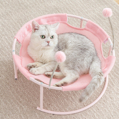 Pink cat bed hammock by Sell My Stuff with round metal stand and soft mesh fabric kitten size on Tampa Home & Garden Store