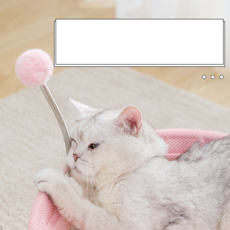 Cat bed hammock mattress pink by Sell My Stuff with spring wand and plush pom-pom for kitten on Tampa Home & Garden Store