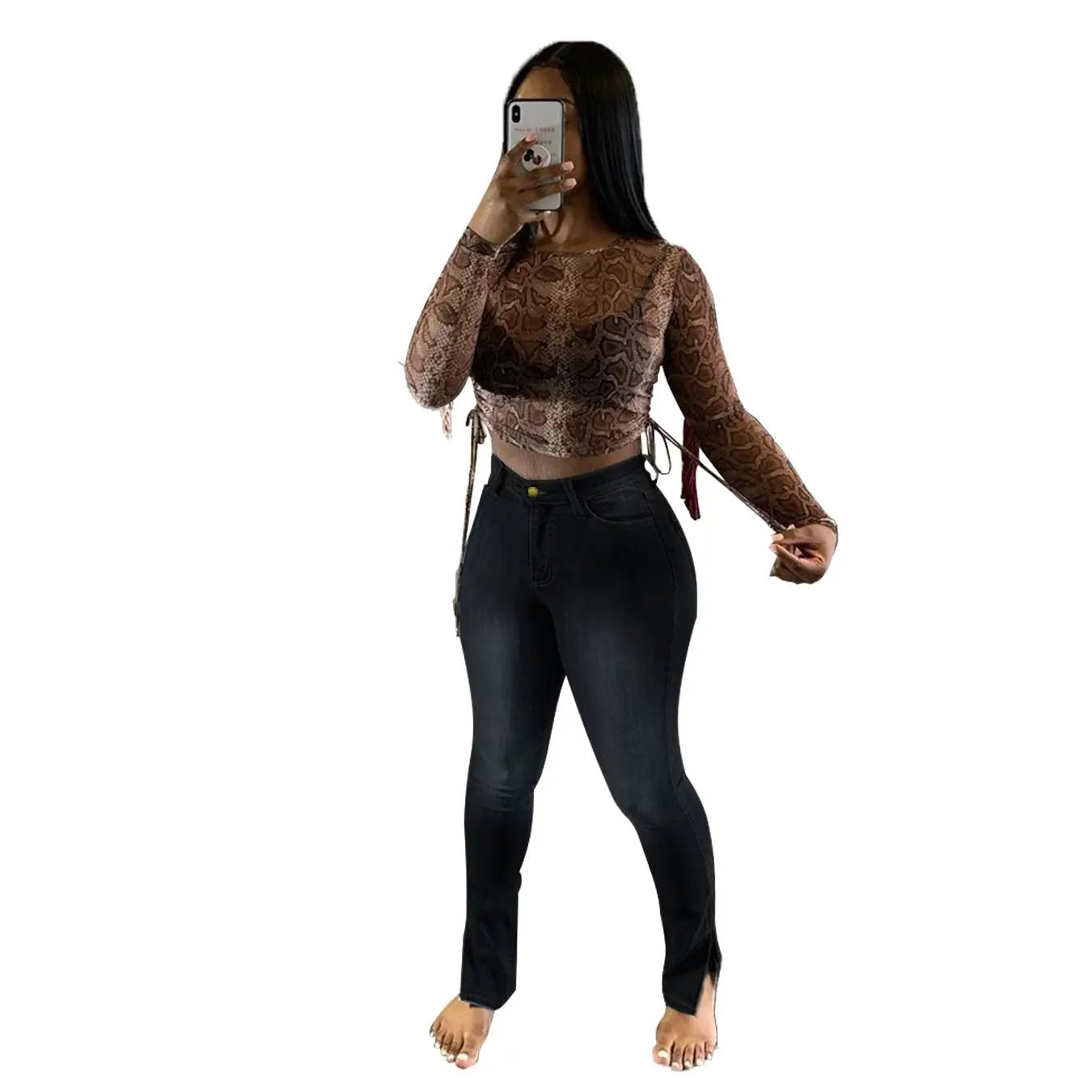 Jeans high-rise slim-fit split-leg pants dark wash by FLIPSTYLEZLLC on Tampa Home & Garden Store