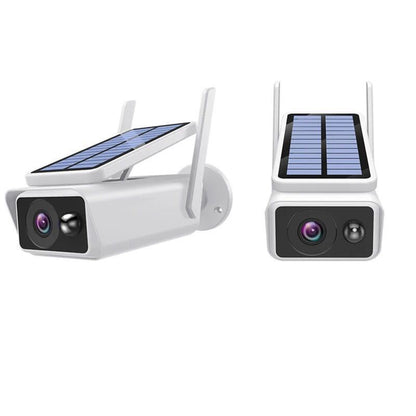 Wireless Wifi Solar Battery Camera pair, white with top solar panels, Sell My Stuff on Tampa Home & Garden Store