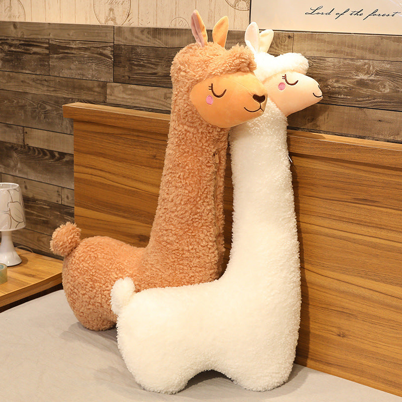 Cute Birthday Gift Girl Sleeping Pillow Large Plush Toy pair of brown white llama plushes cuddling on Tampa Home & Garden Store