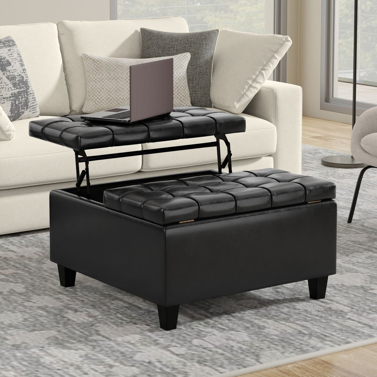 Harrison Upholstered Coffee Table Storage Ottoman