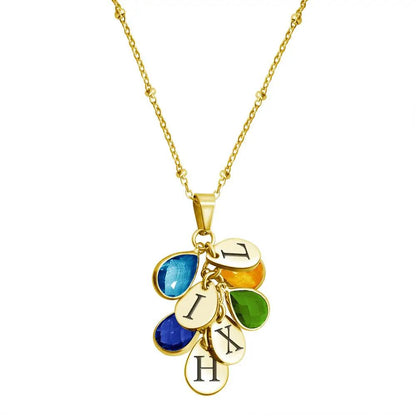 Water Drop Birthstone Necklace in Stainless Steel