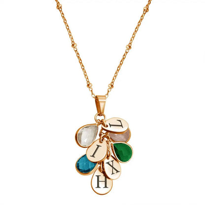 Water Drop Birthstone Necklace in Stainless Steel