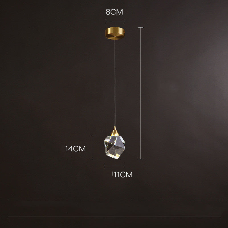 Lámpara de araña de cristal de lujo de cobre, lámpara de araña moderna minimalista de tres cabezas para restaurante