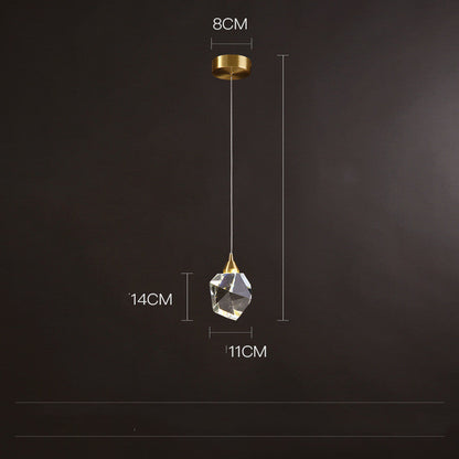 Lámpara de araña de cristal de lujo de cobre, lámpara de araña moderna minimalista de tres cabezas para restaurante