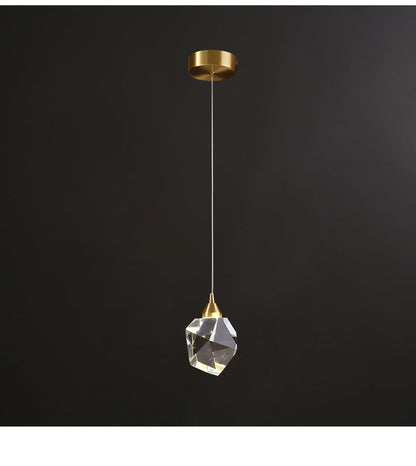 Lámpara de araña de cristal de lujo de cobre, lámpara de araña moderna minimalista de tres cabezas para restaurante