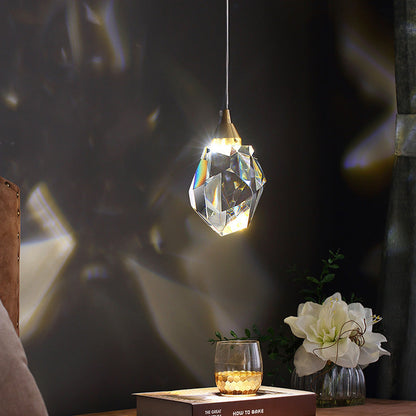 Lámpara de araña de cristal de lujo de cobre, lámpara de araña moderna minimalista de tres cabezas para restaurante