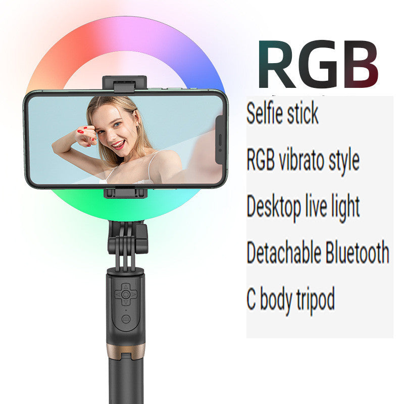 Xyxd RGB selfie stick with multicolor ring light on adjustable tripod, Bluetooth camera remote on Tampa Home & Garden Store