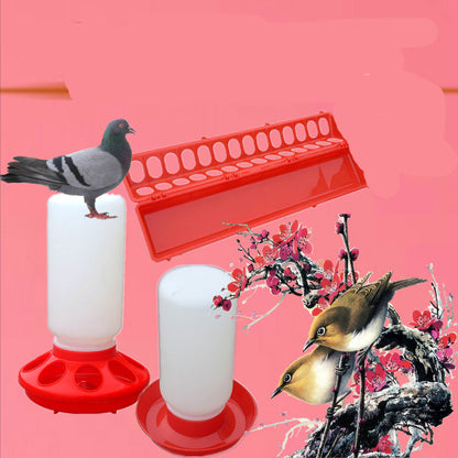 Bird feeder waterer set with two white bottles on red bases, pigeons perched, Sell My Stuff on Tampa Home & Garden Store