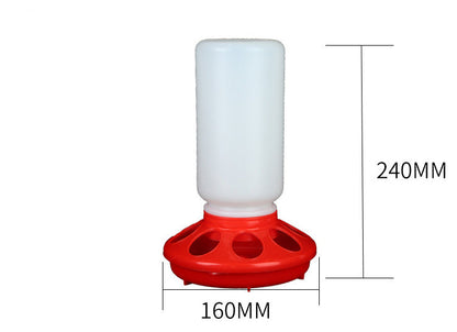 Bird waterer bottle with red circular base and white reservoir, 240mm tall on Tampa Home & Garden Store